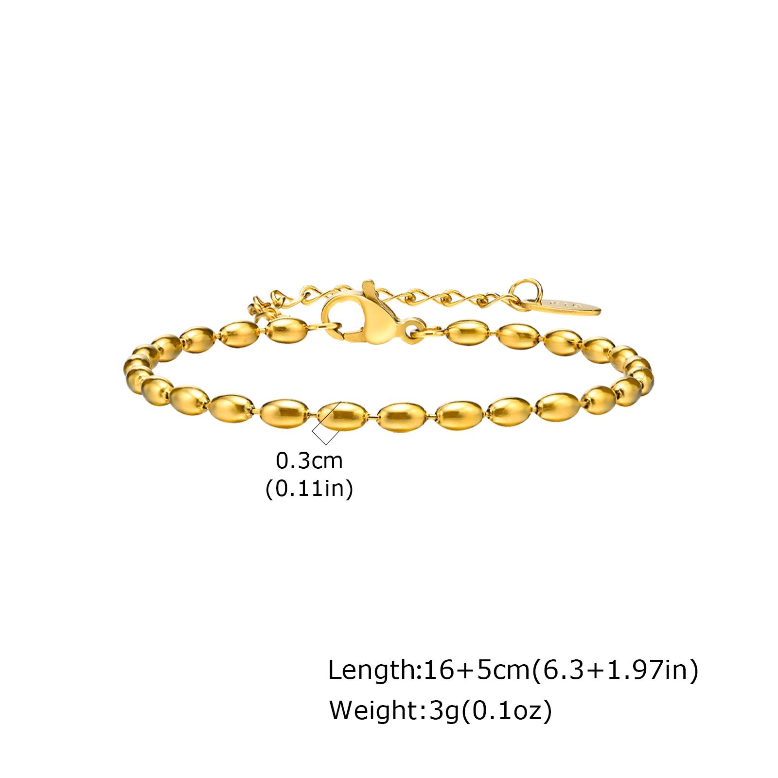 

Stainless Steel Fashion Rugby Beads Chain Bracelet, waterproof Women’s Bracelet Adjustable Layered Jewelry Wholesale