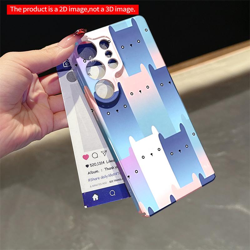 2DFlat Samsung phone case Pastel Cat Pattern Phone Case Applicable to Galaxy S23 S24 S25ULTRA S26 A12 A14 A15 A16 A54 A55