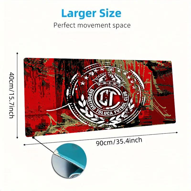Toluca FC Mouse Pad, Large Gaming Desk Mat, Non-slip XXL Mousepad for Laptop & Tablet, Mini PC Playmat with Stitched Edges
