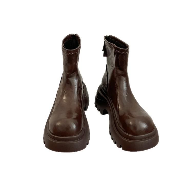 British Style Black Heightened Platform Martin Boots Women's Summer 2025 Super Fire Explosion New with Skirt Locomotive Short Boots