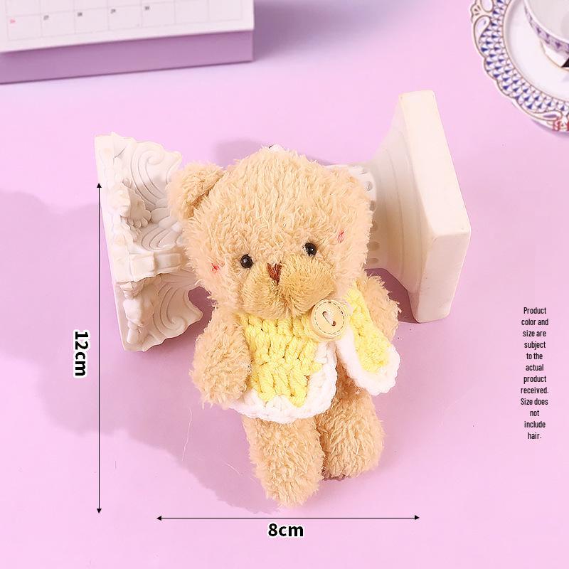 Blush Bear Plush Vest Keychain - Cute Teddy Backpack Charm Gift