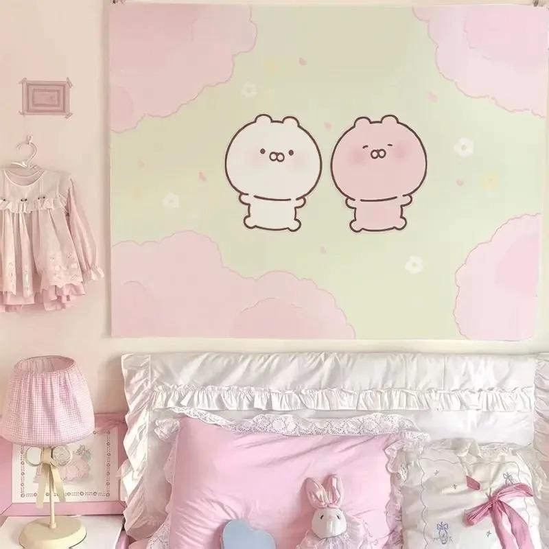

Cute Laundry Bunny Cartoon Cute Little Bunny Kawaii Subculture Sweet Cool Girl Room Decoration Suitable For Outdoor Living Room 74x94cm(29x37in)