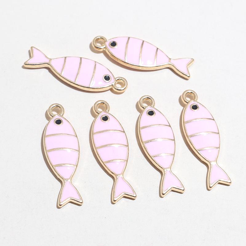 20pcs 23x7mm Enamel Fish Charms Pendant DIY Jewelry Making Accessories Findings for Earrings Necklace Bracelets