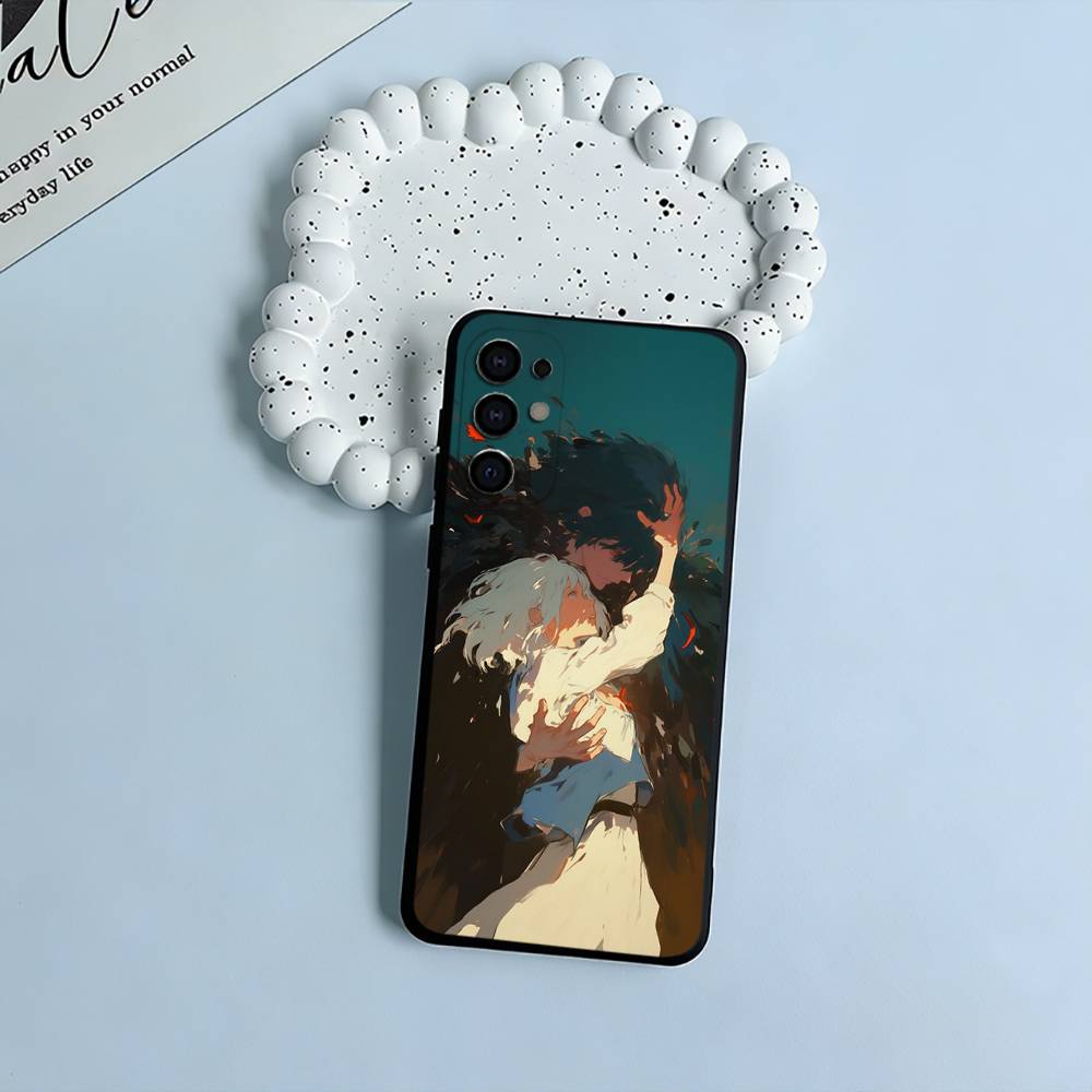 H-M-C-Howl's -Moving- Castle Black Soft Silicone Phone Case for Samsung S25, S24, S21, S22, S23, S30, Ultra, S20, Plus, FE, Lite