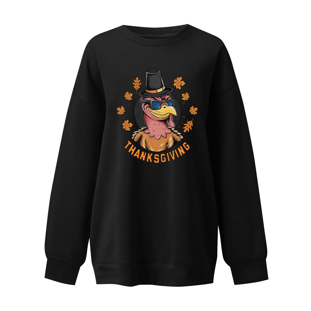 Women's Fashion Casual Long Sleeve Thanksgiving Printed Sweatshirt Top