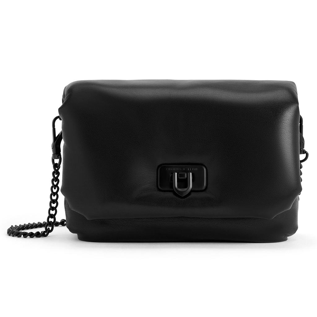 Charles & Keith Soft Chain Underarm Small Square Bag Women Shoulder Bag Black Ivory Brown CK2-80151356