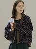 Avant-G Dot Jacquard Knit Cardigan - Navy
