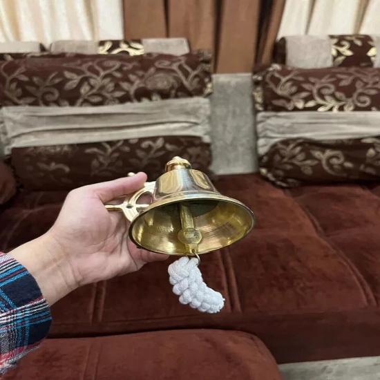 Nautical Marine Shiny Brass Wheel Ship Bell~Wall Hanging Door Bell Home Decor