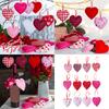 12Pieces Fabric Wrapped Love Heart Hanging Decorations for Romantics Valentines Day Setting Weddings Party Supplies