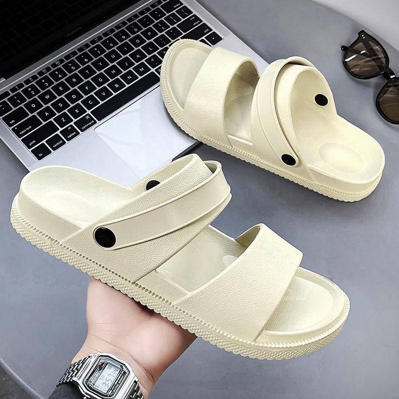 Men's Summer Fashion Two Wear Slippers Beach Flip-flops Men Wear Light Sandals Outside Solid Color Flat Heel