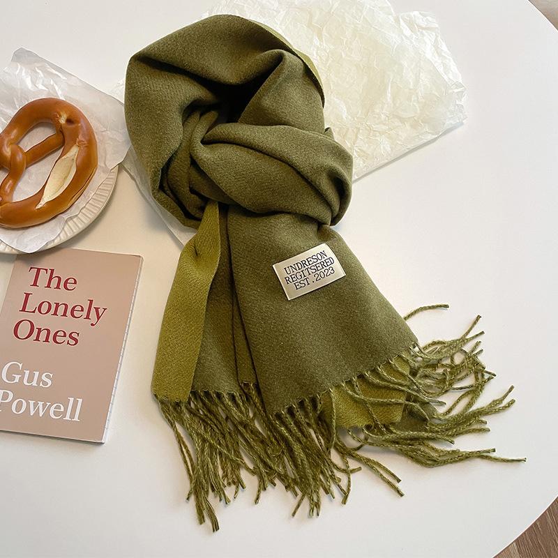 31Colors Fashion Cashmere Scarf for Women Warm Winter Solid Color Double Sided Wraps Neckerchief Poncho Echarpe Pashmina Stoles