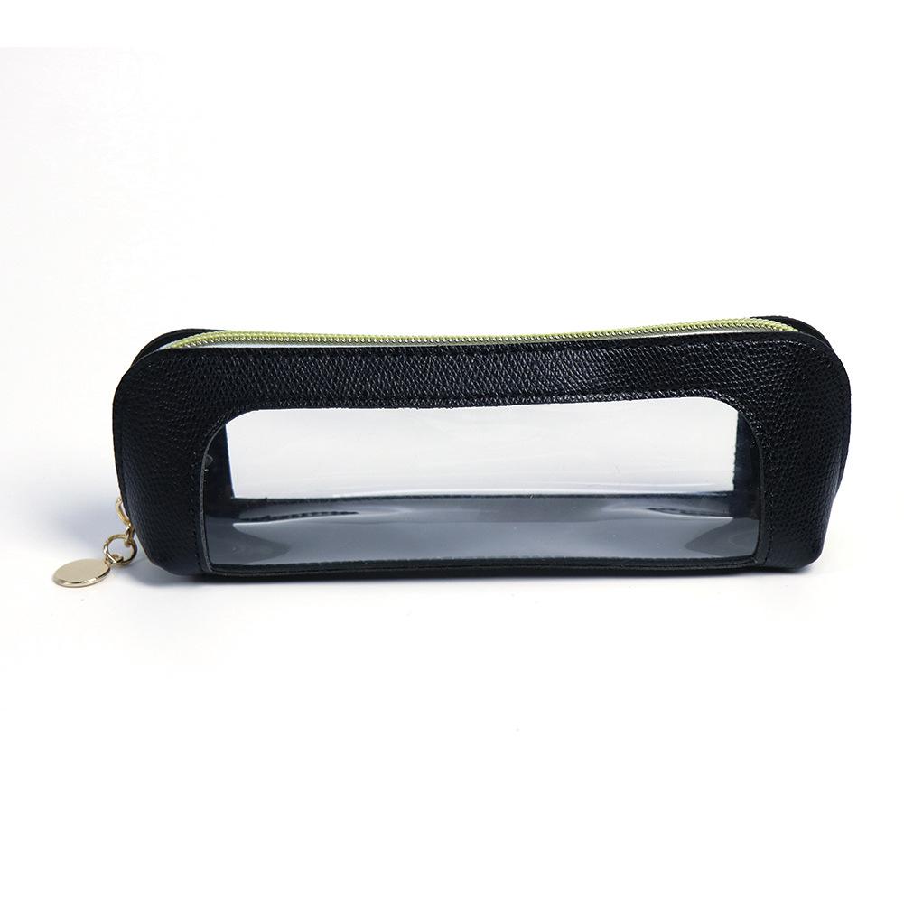 Transparent Waterproof PU Pencil Case Window Cosmetic Brush Storage Bag Travel Cosmetic Brush Box with Zipper Storage Bag