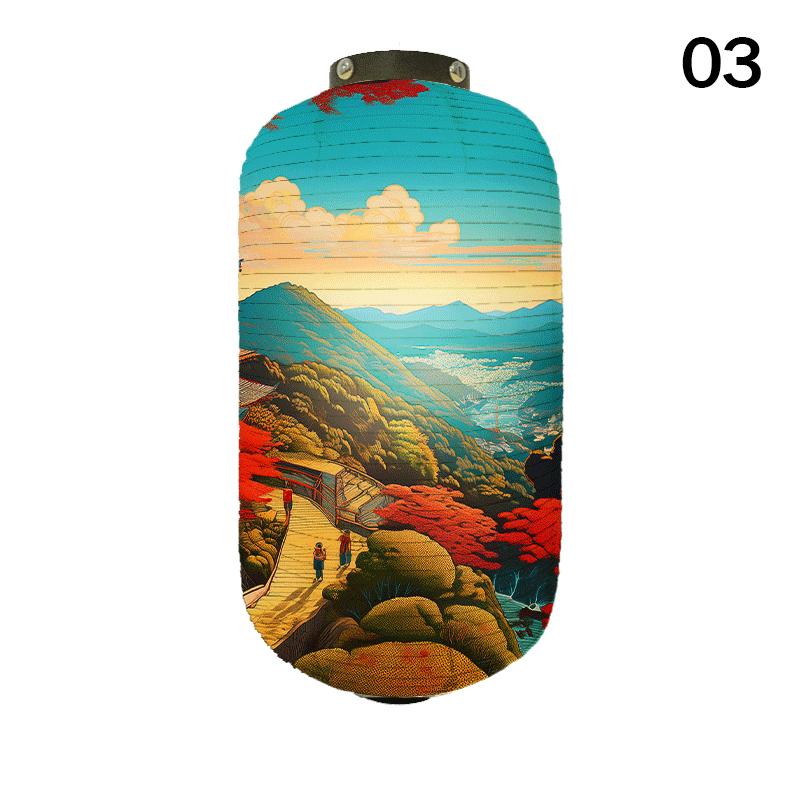 Деревенский пейзаж в японском стиле Тематический фонарь Храмовый дом Пейзаж с горой Фудзи Фонарь Декор для дома для гостей Ресторанный декор Уличный фонарь 20x35cm