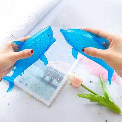 Bead-Filled Shark Squeeze Toy Stress Relief Blue Dolphin Sensory Toy Soft Stress Ball Simulation Sea Animal Pinch Fidget Toy