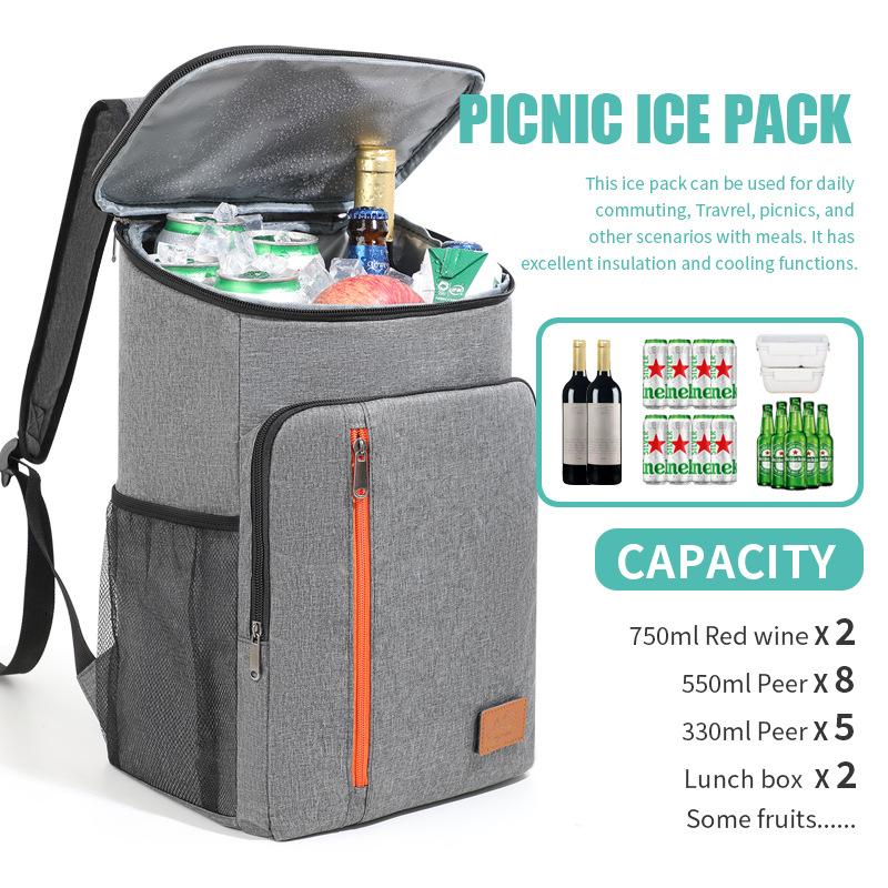 18L Tragbare Thermos-Lunchtasche Lebensmittelbox Langlebige Wasserdichte Kühlbox Eisisolierte Tasche Camping Abendessen Aufbewahrung Oxford Rucksack