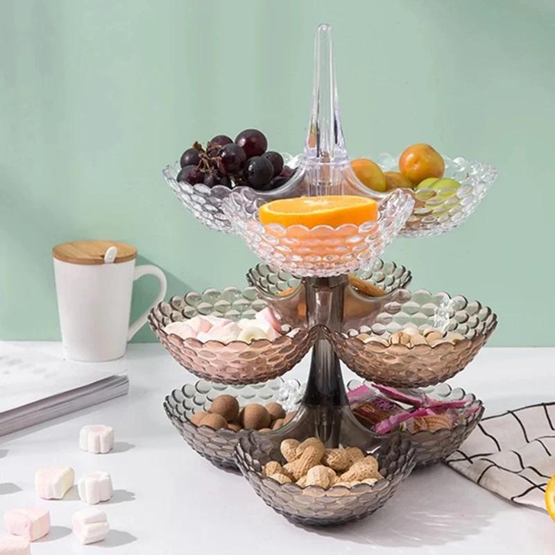 Kitchen Candy Fruit Plate European Plastic Stackable Dried Fruit Snacks Tray Home Wedding Party Table Dessert Decoration Plate