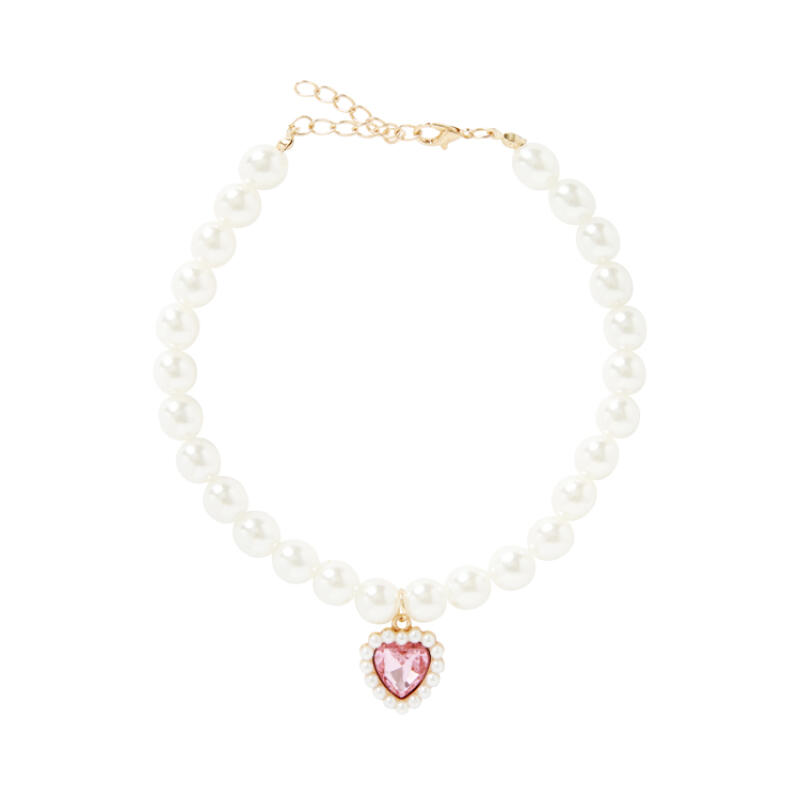 Pet Heart Pearl Necklace Pink (26033682)