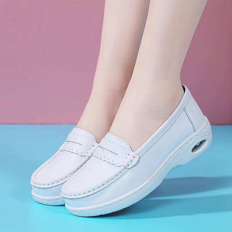 

New Women s Thick Sole Leisure Nurse Flat Walking Shoes Chaussure Femme: Increase, Wear, Comfortable, Professional 36 білий
