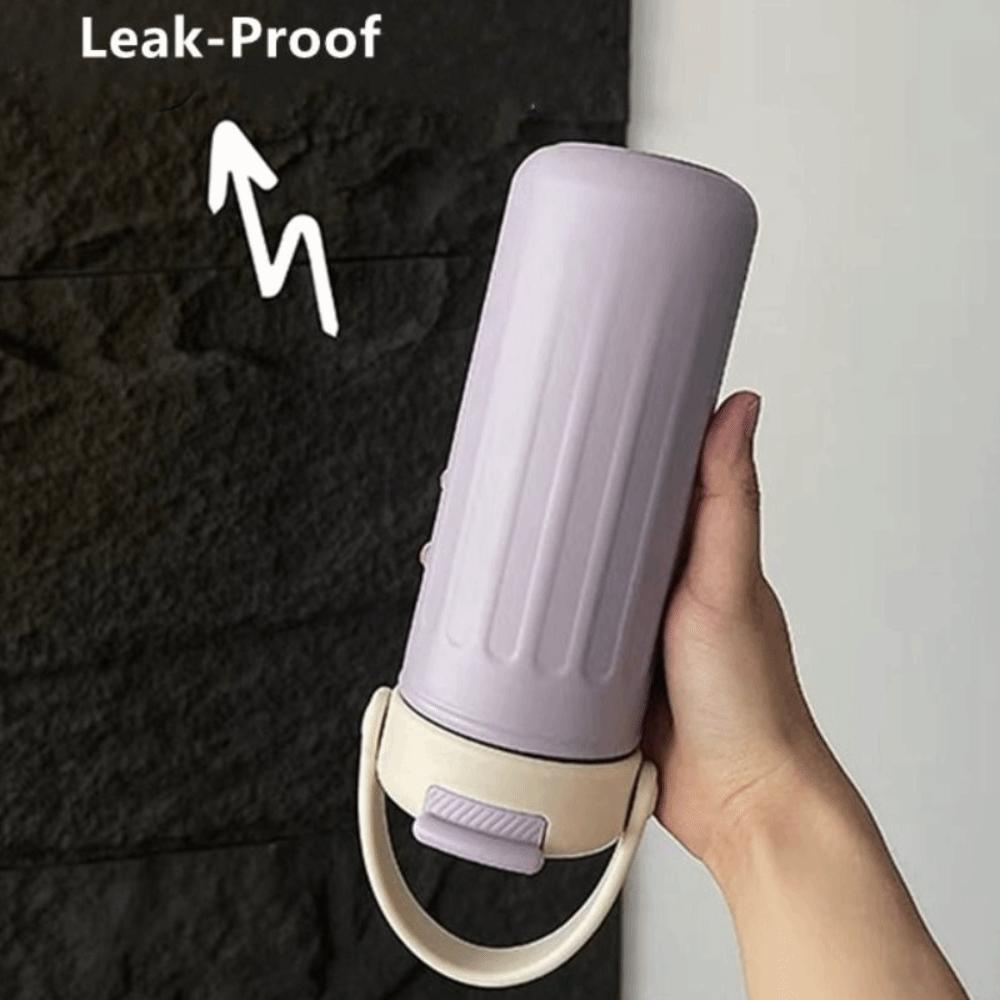 High-Capacity Portable Drinking Bottle 500ml Straw Travel Cup Stainless Steel Thermos Cup  Sports