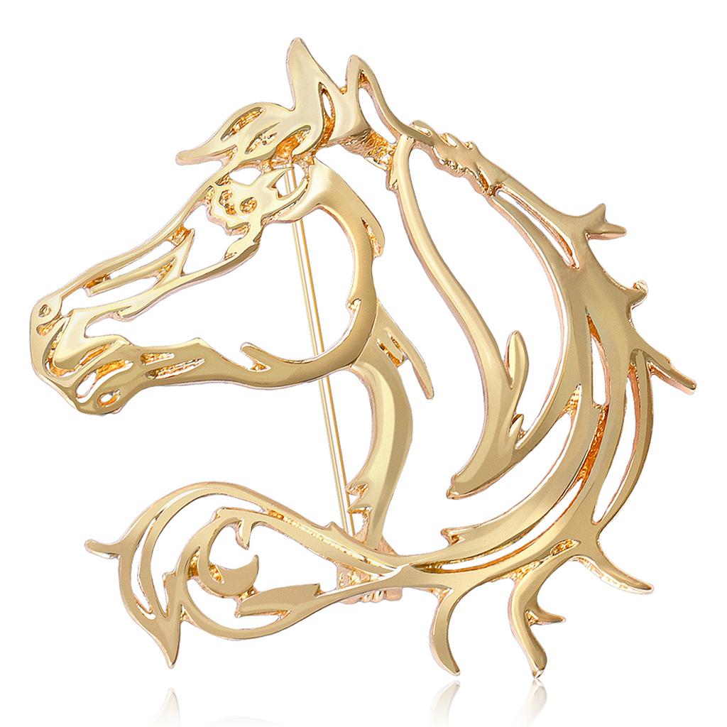 Classic Hollow Simple Horse Brooches for Women Zodiac Animal Pins New Year Gift Friends Party Jewellery 1PC