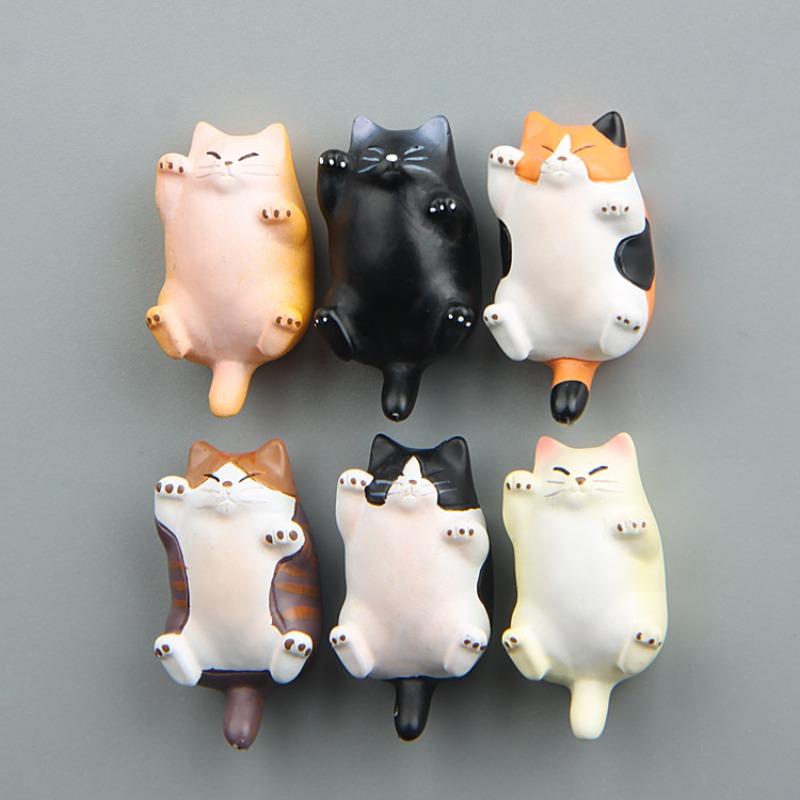 Resin Warmth Series Cute and Chubby Cat Cartoon 3D Magnetic Clasp Fridge Magnets, Magnetic Stickers, Phone Case Materials