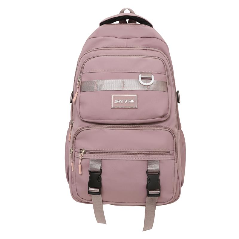 Solid Color Schoolbag Female Backpack Student Large Capacity Backpack