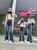 2025 Girls' High Waist Elastic Flare Jeans - Slimming Spring & Autumn Pants for Teens