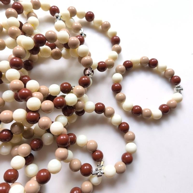 Unisex Handchain Meditation Bead Bracelet Smooth Round Beads Wristband Adjustable Size Bangles Accessory for Men Women