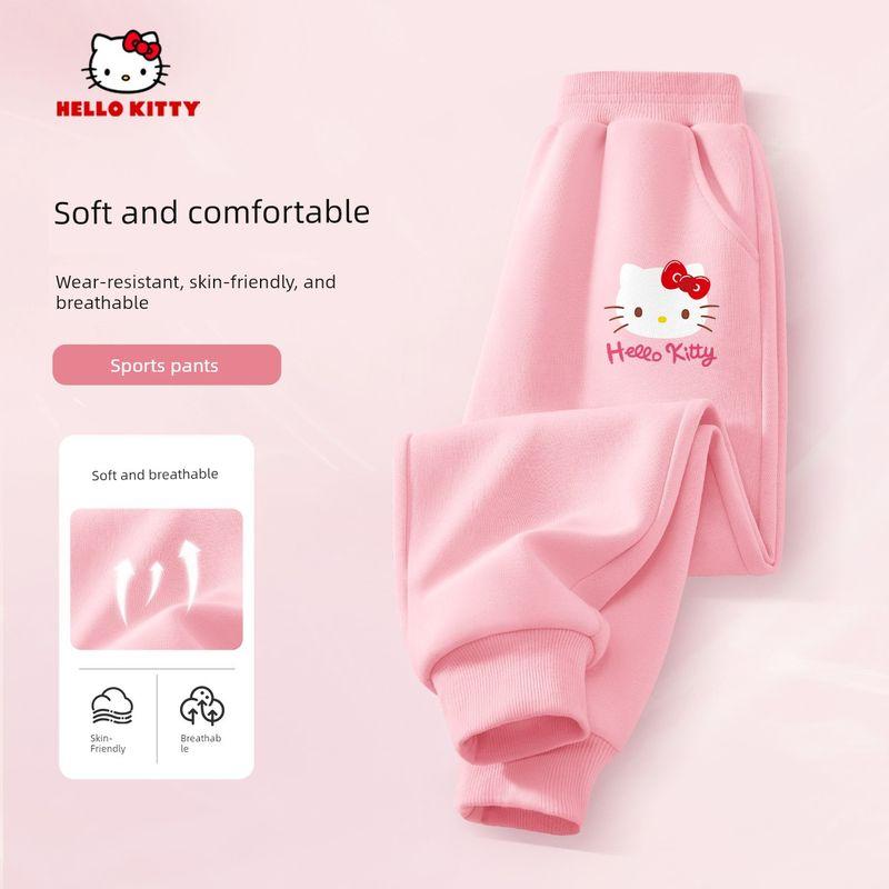 Pantalon pour Filles Hello Kitty Printemps et Automne 2026 Nouveau Pantalon de Sport pour Enfants Pantalon de Jogging Style Printemps Fin pour l'École