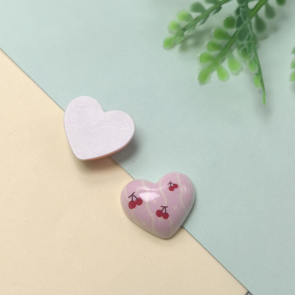 100Pcs Cute Flower Cherry Heart Resin Charms Flatback Resin Cabochon Fit Hair Bows Center Accessories DIY Scrapbook Crafts
