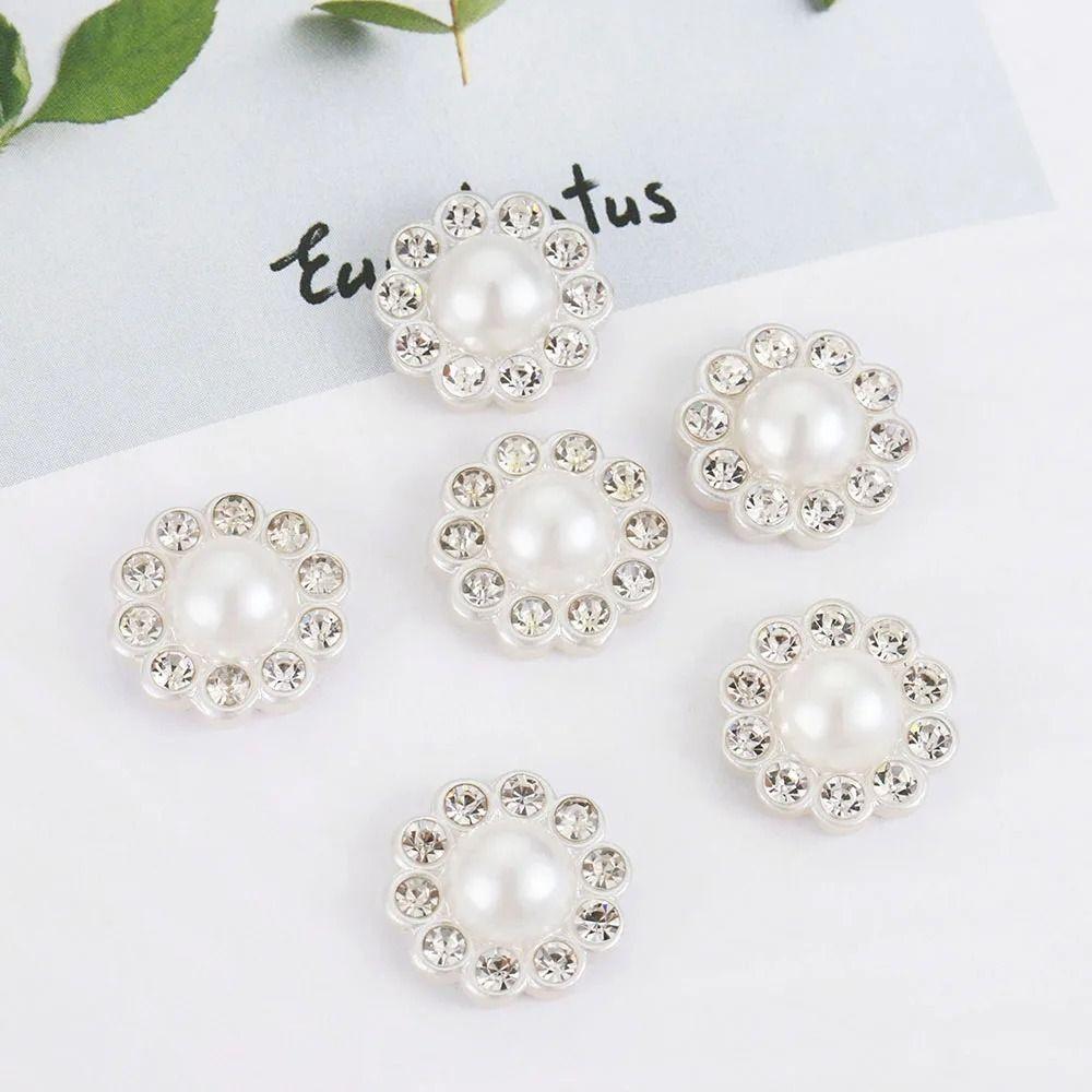 50pcs/lot DIY Supplies Pearl Buttons 12/14mm Flower Shaped Buttons New Embellishments Buttons