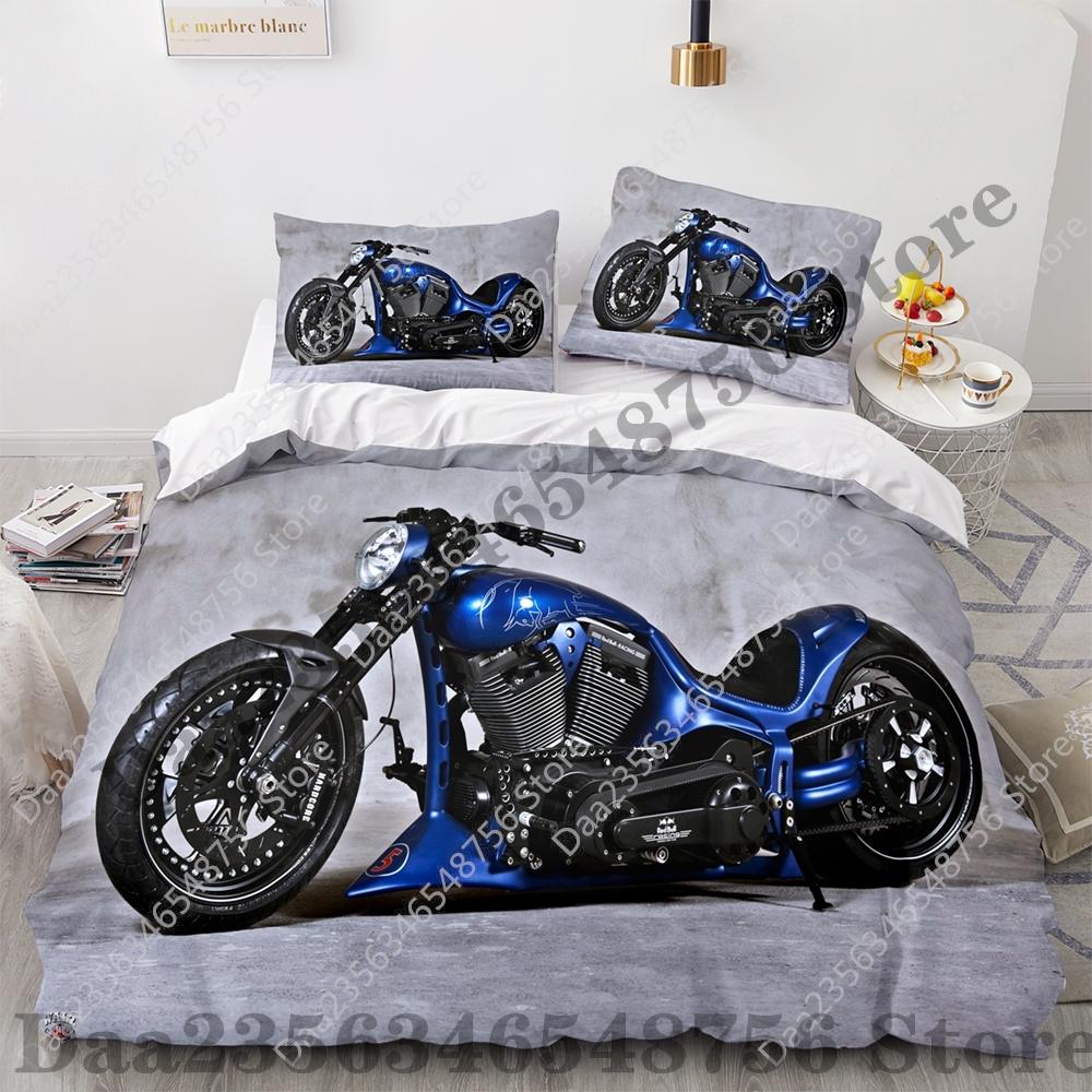 Comforter New Motorcycle Bedding Set Single Twin Full Queen King Size Motorcycle Bed Set Aldult Kid Bedroom Duvet Sets 3D Anime 038