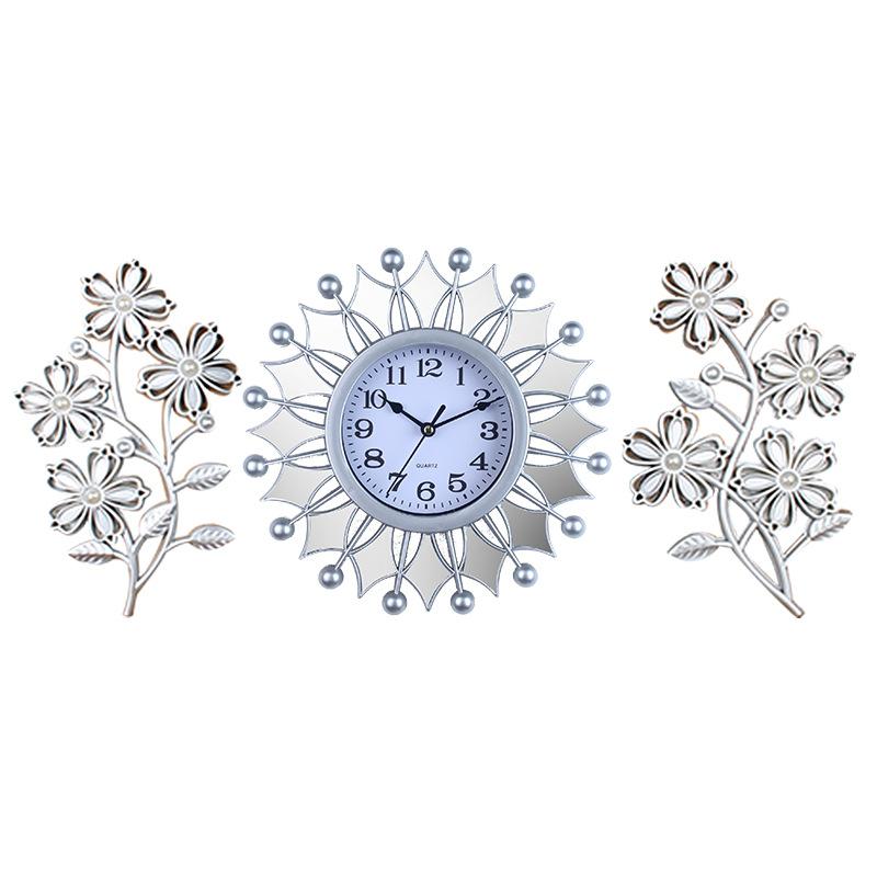 

Набор из трех стрелок для настенных часов для гостиной, настенные часы, настенные часы для дома, высококлассные современные настенные часы, креативные настенные часы, украшение Silver 25CM with flower