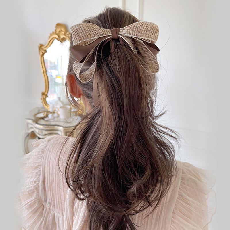Bow Banana Clip High Ponytail Fixed Clip Back Head Hairpin Fashion Ponytail Holder Hair Claw Clip Girls Hair Accessories