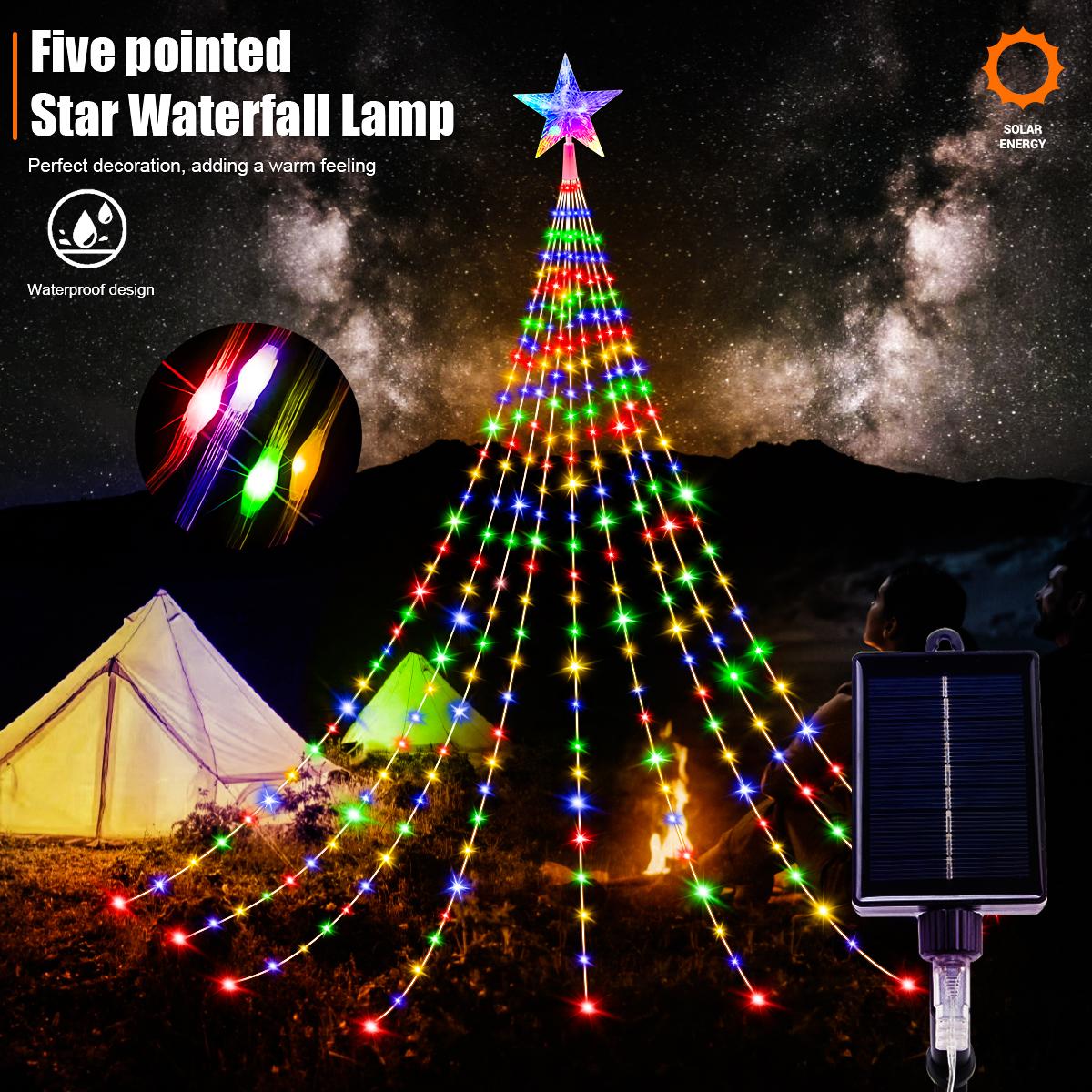 

Solar Outdoor String Lights,280 LED Star Fairy Lights 9 Strands 9.8ft Waterfall Tree Lights 8 Modes Waterproof For Garden Decor 6.6Ft 200LEDS