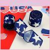 Independence Day Decorative Ribbon With Stars In Blue And White For Crafting