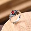 Women's S925 Silver Vintage Matte Lotus Butterfly Open Ring
