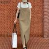 ZANZEA Women Short Sleeve T-Shirts and Straps Dress Casual Two Piece Suit Sets