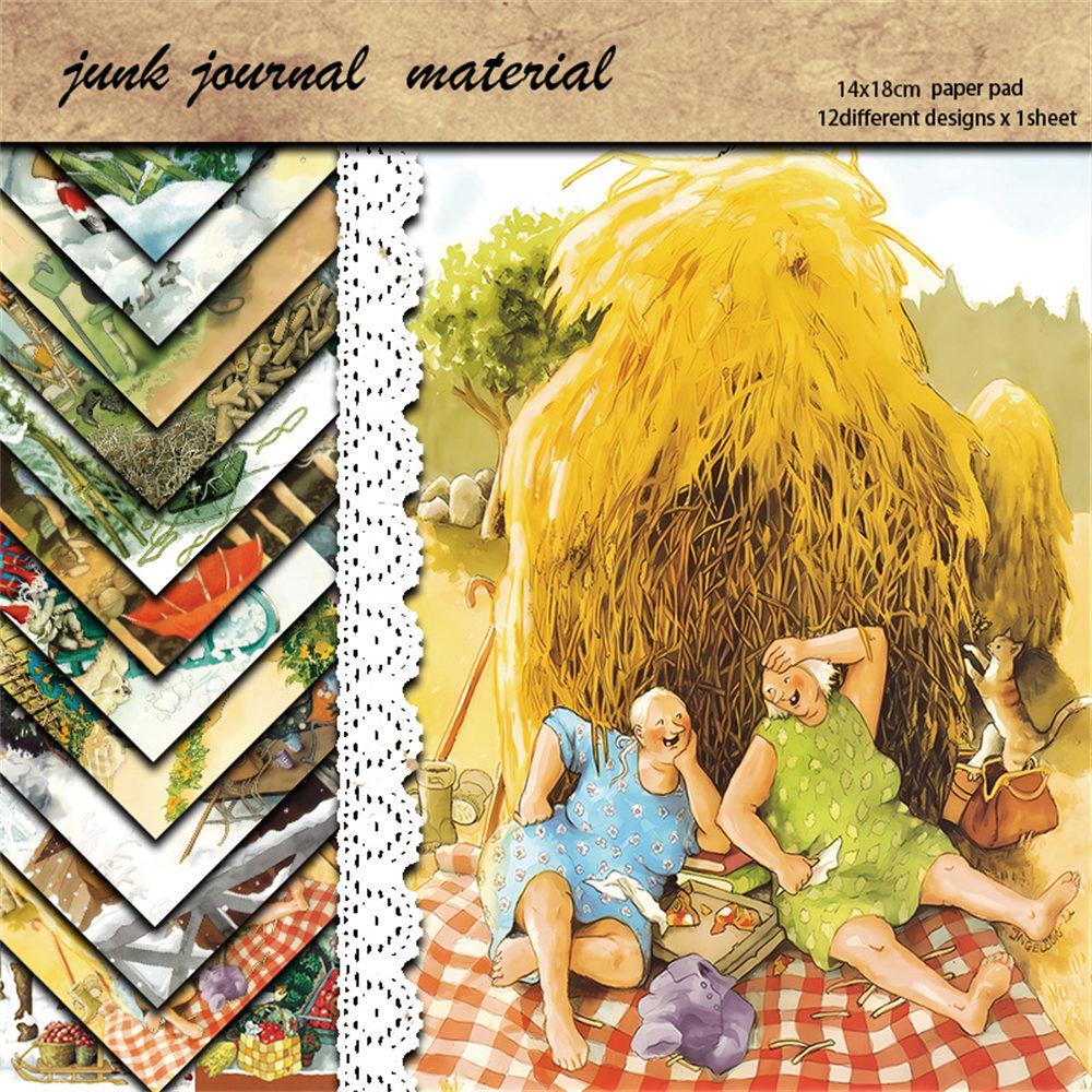 12 Sheets Vintage Christmas Collage Paper: Retro Journal Material