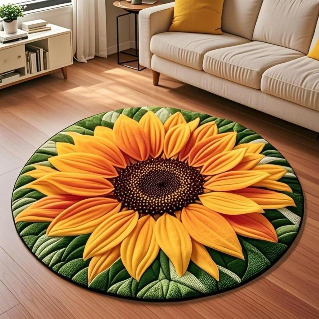 3D Flower Crystal Velvet Floor Mat, Living Room Coffee Table Foot Mat, Cloakroom Premium Sense Floor Mat, Non-Slip And Cool Mat