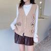 Strickweste mit Hohlstickerei für Damen, einreihig, ärmellos, V-Ausschnitt, Strickjacke, Harajuku-Pullover, Jacke, Herbst und Winter