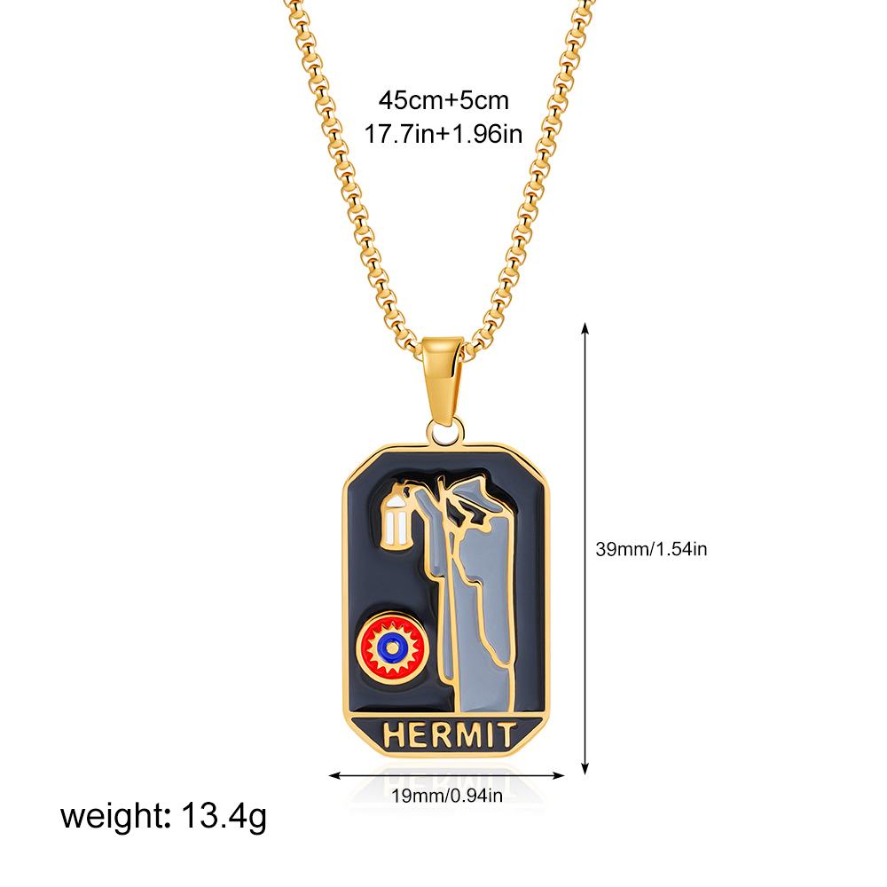 New Design Colorful Enamel Tarot Cards Pendant Necklaces 18K Gold Plated Sun Star Moon Box Chain Choker Jewelry for Women