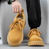 Retro Yellow Men's Suede Leather Shoes Streetwear Tooling Shoes Men Comfy Low Top Casual Work Shoes Men Oxford chaussure hommes