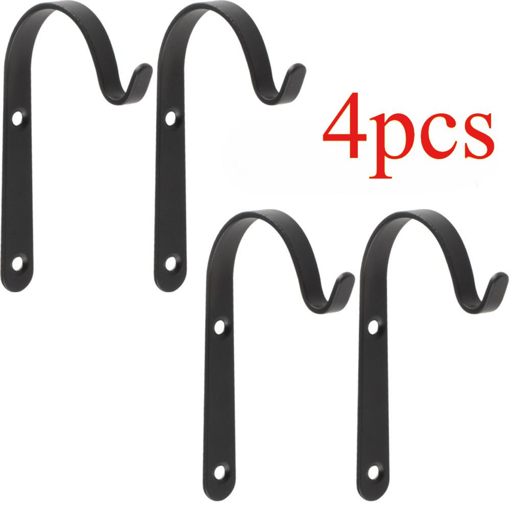 4PCS Metal Curved Durable Wall Hook, Multifunctional Plant Flower Basket Suspension Bracket, Home Decoration Hook