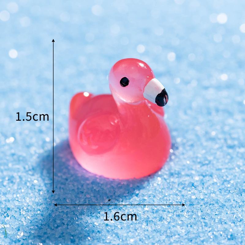 Cute Glow-in-the-dark Flamingo Resin Widget Micro Landscape Succulent Pot Diy Decorative Accessories