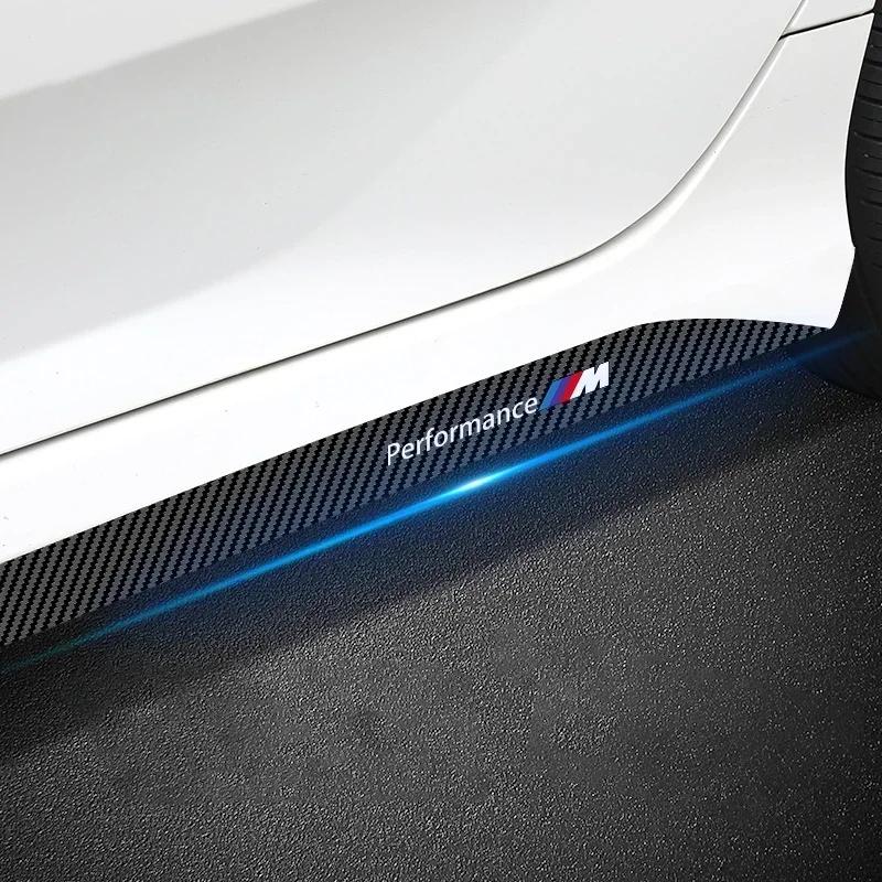2pcs Car Side Skirt Sill Carbon Fibre Body Protection Sticker For BMW M Performance 1 3 5 7 Series M3 M4 M5 M6 X1 X3 X5 X6 X7