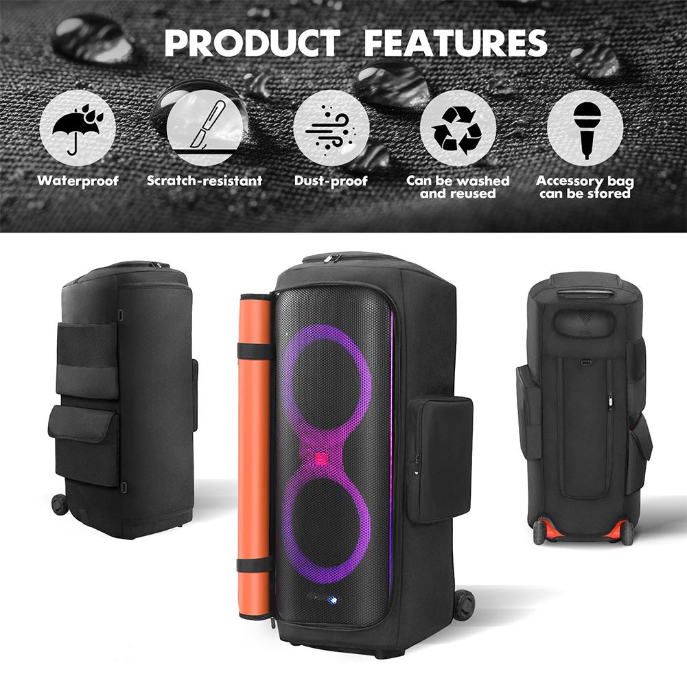 Speaker Carry Cover with Mic Pocket Portable Speaker Dust Case Waterproof Double-Sided Speaker Storage Bag for JBL Party Box 520
