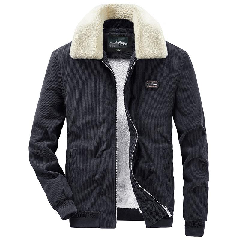 Men's Autumn and Winter Corduroy Jacket Business Middle-aged and Young Leisure Loose Velvet Thickened Padded Jacket
