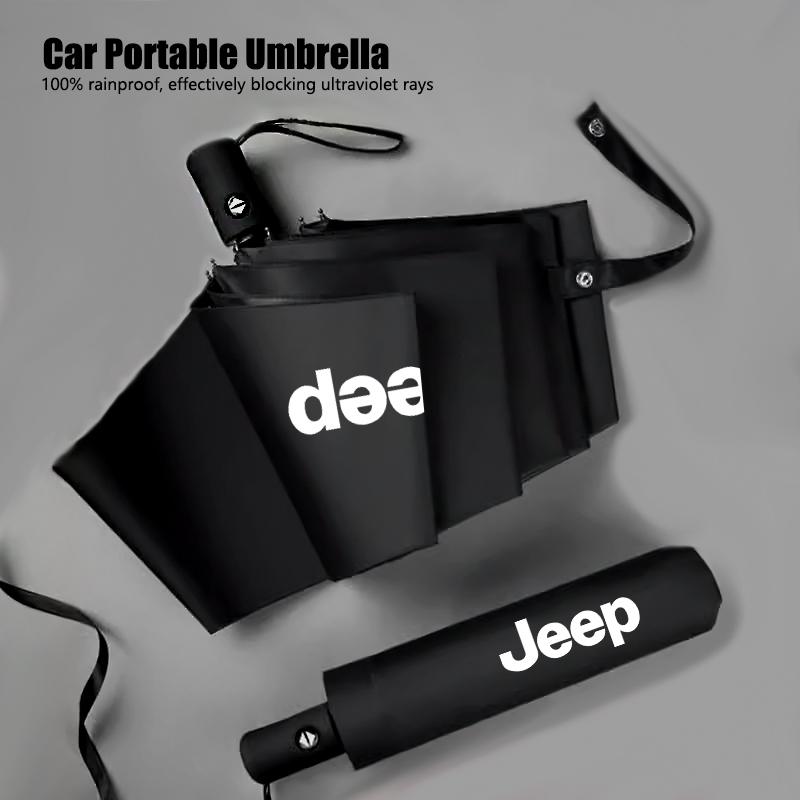 Cup Holders 4S Dealership Car Gift Umbrella Vinyl Sunscreen Sunny Umbrella For Jeep Grand Cherokee Wrangler JK Gladiator Compass
