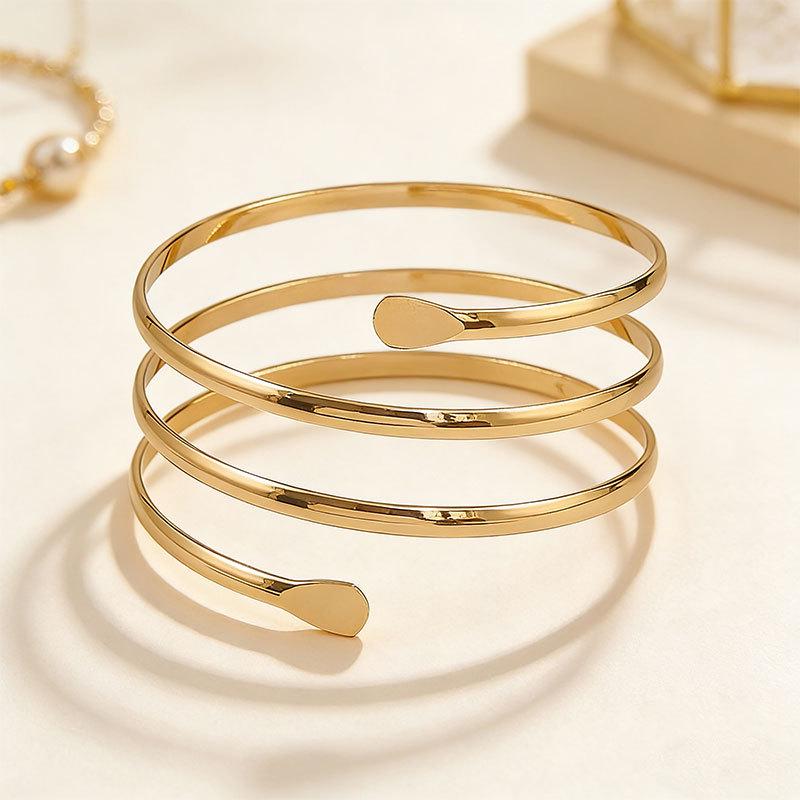 European & American Hollow Three-Layer Metal Arm Cuff - Punk Style.